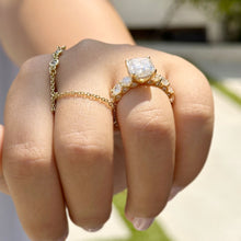 Load image into Gallery viewer, Cushion Cut And Round Cut Side Diamond Engagement Ring IGI Certified Double Halo 14k Solid Yellow Gold Bridal Halo Wedding Ring 7.50ctw