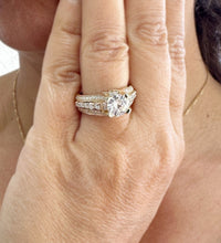 Load image into Gallery viewer, Round Cut Diamond Engagement Ring In IGI Certified 14k Solid And Heavy Yellow Gold Wedding Ring 2.70ctw Bridal Ring Hidden Halo Style F-VS2