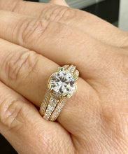 Load image into Gallery viewer, Round Cut Diamond Engagement Ring In IGI Certified 14k Solid And Heavy Yellow Gold Wedding Ring 2.70ctw Bridal Ring Hidden Halo Style F-VS2