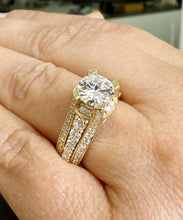 Load image into Gallery viewer, GIA Certified Natural Round Cut Diamond Engagement Ring In 14k Solid And Heavy Yellow Gold Wedding Ring 2.70ctw Bridal Ring Hidden Halo Style