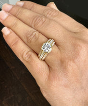 Load image into Gallery viewer, Round Cut Diamond Engagement Ring In IGI Certified 14k Solid And Heavy Yellow Gold Wedding Ring 2.70ctw Bridal Ring Hidden Halo Style F-VS2