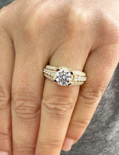 Load image into Gallery viewer, GIA Certified Natural Round Cut Diamond Engagement Ring In 14k Solid And Heavy Yellow Gold Wedding Ring 2.70ctw Bridal Ring Hidden Halo Style