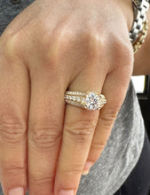 Load image into Gallery viewer, Round Cut Diamond Engagement Ring In IGI Certified 14k Solid And Heavy Yellow Gold Wedding Ring 2.70ctw Bridal Ring Hidden Halo Style F-VS2