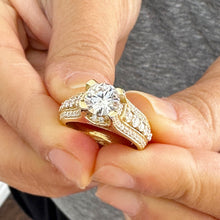 Load image into Gallery viewer, GIA Certified Natural Round Cut Diamond Engagement Ring In 14k Solid And Heavy Yellow Gold Wedding Ring 2.70ctw Bridal Ring Hidden Halo Style