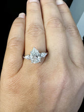 Load image into Gallery viewer, Pear Shape Diamond Engagement Ring IGI Certified 14k Solid White Gold Wedding Ring Three Stone Style Bridal Ring 3.70ctw F-VS2