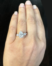 Load image into Gallery viewer, Pear Shape Diamond Engagement Ring IGI Certified 14k Solid White Gold Wedding Ring Three Stone Style Bridal Ring 3.70ctw F-VS2