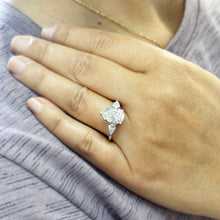 Load image into Gallery viewer, Pear Shape Diamond Engagement Ring IGI Certified 14k Solid White Gold Wedding Ring Three Stone Style Bridal Ring 3.70ctw F-VS2