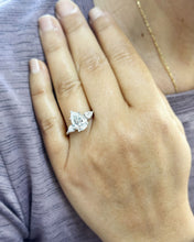 Load image into Gallery viewer, Pear Shape Diamond Engagement Ring IGI Certified 14k Solid White Gold Wedding Ring Three Stone Style Bridal Ring 3.70ctw F-VS2