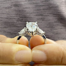 Load image into Gallery viewer, Pear Shape Diamond Engagement Ring IGI Certified 14k Solid White Gold Wedding Ring Three Stone Style Bridal Ring 3.70ctw F-VS2