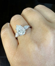 Load image into Gallery viewer, Pear Shape Diamond Engagement Ring IGI Certified 14k Solid White Gold Wedding Ring Three Stone Style Bridal Ring 3.70ctw F-VS2