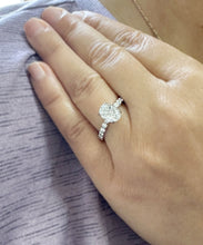 Load image into Gallery viewer, IGI Certified Eternity Style 14k Solid White Gold Oval Cut Diamond And Round Cut Sides Engagement Ring Hidden Halo Wedding Ring 3.00ct F-VS2