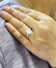 Load image into Gallery viewer, IGI Certified Eternity Style 14k Solid White Gold Oval Cut Diamond And Round Cut Sides Engagement Ring Hidden Halo Wedding Ring 3.00ct F-VS2