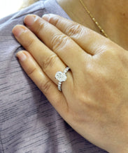 Load image into Gallery viewer, IGI Certified Eternity Style 14k Solid White Gold Oval Cut Diamond And Round Cut Sides Engagement Ring Hidden Halo Wedding Ring 3.00ct F-VS2