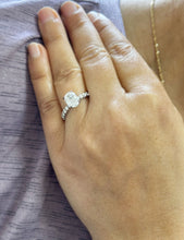 Load image into Gallery viewer, IGI Certified Eternity Style 14k Solid White Gold Oval Cut Diamond And Round Cut Sides Engagement Ring Hidden Halo Wedding Ring 3.00ct F-VS2