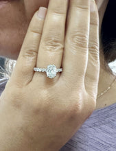 Load image into Gallery viewer, IGI Certified Eternity Style 14k Solid White Gold Oval Cut Diamond And Round Cut Sides Engagement Ring Hidden Halo Wedding Ring 3.00ct F-VS2