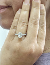 Load image into Gallery viewer, IGI Certified Eternity Style 14k Solid White Gold Oval Cut Diamond And Round Cut Sides Engagement Ring Hidden Halo Wedding Ring 3.00ct F-VS2