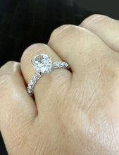 Load image into Gallery viewer, IGI Certified Eternity Style 14k Solid White Gold Oval Cut Diamond And Round Cut Sides Engagement Ring Hidden Halo Wedding Ring 3.00ct F-VS2