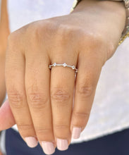 Load image into Gallery viewer, Round Cut Natural Diamond Band Minimalist Braided Style Stackable Band In 14k Solid White Gold Anniversary Bridal Band Gift For Her 0.05cw