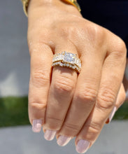 Load image into Gallery viewer, Princess Cut And Emerald Baguettes and Round Cut IGI Certified Engagement Ring And Two Bands 14k Solid Yellow Gold Wedding Bridal Set 5.00ct