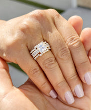 Load image into Gallery viewer, Princess Cut And Emerald Baguettes and Round Cut IGI Certified Engagement Ring And Two Bands 14k Solid Yellow Gold Wedding Bridal Set 5.00ct