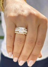 Load image into Gallery viewer, Princess Cut And Emerald Baguettes and Round Cut IGI Certified Engagement Ring And Two Bands 14k Solid Yellow Gold Wedding Bridal Set 5.00ct