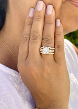 Load image into Gallery viewer, Princess Cut And Emerald Baguettes and Round Cut IGI Certified Engagement Ring And Two Bands 14k Solid Yellow Gold Wedding Bridal Set 5.00ct