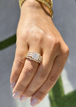 Load image into Gallery viewer, Princess Cut And Emerald Baguettes and Round Cut IGI Certified Engagement Ring And Two Bands 14k Solid Yellow Gold Wedding Bridal Set 5.00ct