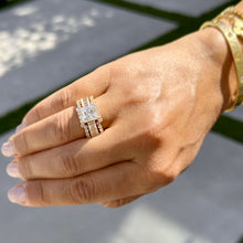 Load image into Gallery viewer, Princess Cut And Emerald Baguettes and Round Cut IGI Certified Engagement Ring And Two Bands 14k Solid Yellow Gold Wedding Bridal Set 5.00ct