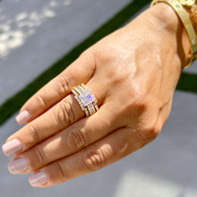 Load image into Gallery viewer, Princess Cut And Emerald Baguettes and Round Cut IGI Certified Engagement Ring And Two Bands 14k Solid Yellow Gold Wedding Bridal Set 5.00ct