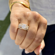 Load image into Gallery viewer, Princess Cut And Emerald Baguettes and Round Cut IGI Certified Engagement Ring And Two Bands 14k Solid Yellow Gold Wedding Bridal Set 5.00ct