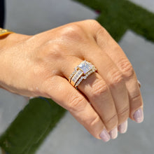 Load image into Gallery viewer, Princess Cut And Emerald Baguettes and Round Cut IGI Certified Engagement Ring And Two Bands 14k Solid Yellow Gold Wedding Bridal Set 5.00ct