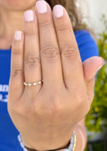 Load image into Gallery viewer, Round Cut Natural Diamond Band Minimalist Braided Style Stackable Band In 14k Solid Yellow Gold Anniversary Bridal Band Gift For Her 0.10cw