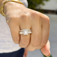 Load image into Gallery viewer, Princess Cut And Emerald Baguettes and Round Cut Sides Moissanite Engagement Ring And Matching Band 14k Solid Yellow Gold Wedding Set 4.25ct