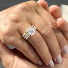 Load image into Gallery viewer, Princess Cut And Emerald Baguettes and Round Cut Sides Moissanite Engagement Ring And Matching Band 14k Solid Yellow Gold Wedding Set 4.25ct