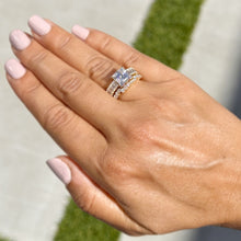 Load image into Gallery viewer, Princess Cut And Emerald Baguettes and Round Cut Sides Moissanite Engagement Ring And Matching Band 14k Solid Yellow Gold Wedding Set 4.25ct