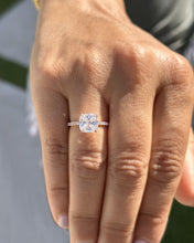 Load image into Gallery viewer, Cushion Cut Moissanite And Round Cut Natural Diamonds Sides Set In 14K Solid Rose Gold Engagement Ring Solitaire Prong Set Bridal Ring 2.70