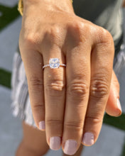 Load image into Gallery viewer, GIA Certified Natural Cushion Cut And Round Cut Diamonds Sides Engagement Ring Solitaire 14K Solid Rose Gold Four Prong set Bridal Ring 1.70