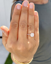 Load image into Gallery viewer, GIA Certified Natural Cushion Cut And Round Cut Diamonds Sides Engagement Ring Solitaire 14K Solid Rose Gold Four Prong set Bridal Ring 1.70