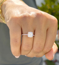 Load image into Gallery viewer, GIA Certified Natural Cushion Cut And Round Cut Diamonds Sides Engagement Ring Solitaire 14K Solid Rose Gold Four Prong set Bridal Ring 1.70