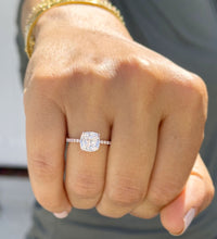 Load image into Gallery viewer, GIA Certified Natural Cushion Cut And Round Cut Diamonds Sides Engagement Ring Solitaire 14K Solid Rose Gold Four Prong set Bridal Ring 1.70