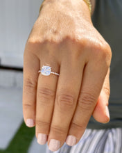 Load image into Gallery viewer, Cushion Cut Moissanite And Round Cut Natural Diamonds Sides Set In 14K Solid Rose Gold Engagement Ring Solitaire Prong Set Bridal Ring 2.70