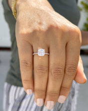 Load image into Gallery viewer, Cushion Cut Moissanite And Round Cut Natural Diamonds Sides Set In 14K Solid Rose Gold Engagement Ring Solitaire Prong Set Bridal Ring 2.70