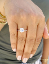 Load image into Gallery viewer, GIA Certified Natural Cushion Cut And Round Cut Diamonds Sides Engagement Ring Solitaire 14K Solid Rose Gold Four Prong set Bridal Ring 1.70