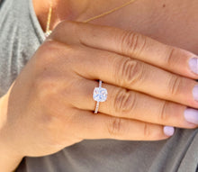 Load image into Gallery viewer, Cushion Cut Moissanite And Round Cut Natural Diamonds Sides Set In 14K Solid Rose Gold Engagement Ring Solitaire Prong Set Bridal Ring 2.70