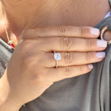 Load image into Gallery viewer, GIA Certified Natural Cushion Cut And Round Cut Diamonds Sides Engagement Ring Solitaire 14K Solid Rose Gold Four Prong set Bridal Ring 1.70