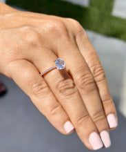 Load image into Gallery viewer, GIA Certified Natural Cushion Cut And Round Cut Diamonds Sides Engagement Ring Solitaire 14K Solid Rose Gold Four Prong set Bridal Ring 1.70