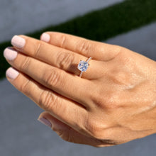 Load image into Gallery viewer, Cushion Cut Moissanite And Round Cut Natural Diamonds Sides Set In 14K Solid Rose Gold Engagement Ring Solitaire Prong Set Bridal Ring 2.70