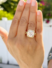 Load image into Gallery viewer, Huge Round Cut Diamond Engagement Ring Halo Style Wedding Ring IGI Certified Filigree Style 14k Solid Yellow Gold Bridal Ring 7.75ctw