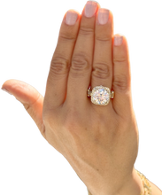 Load image into Gallery viewer, Huge Round Cut Diamond Engagement Ring Halo Style Wedding Ring IGI Certified Filigree Style 14k Solid Yellow Gold Bridal Ring 7.75ctw