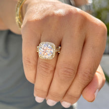 Load image into Gallery viewer, Huge Round Cut Diamond Engagement Ring Halo Style Wedding Ring IGI Certified Filigree Style 14k Solid Yellow Gold Bridal Ring 7.75ctw